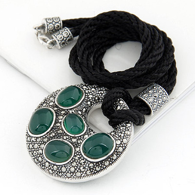 850136綠瑪瑙項鏈|韓國飾品批發|銀飾批發|銀飾品