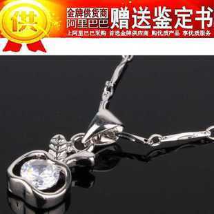 批發采購項墜-NX0111 925仿銀飾品批發 高檔女式兩心合一鋯石項鏈 項墜 .