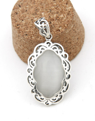 281240泰銀貓眼石水滴吊墜|韓國飾品批發|銀飾批發|銀飾品