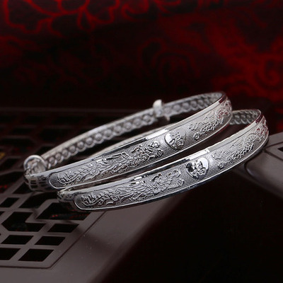 深圳兒童銀飾品批發 S999千足銀 寶寶福字兒童銀手鐲16g 廠家直批-淘寶網