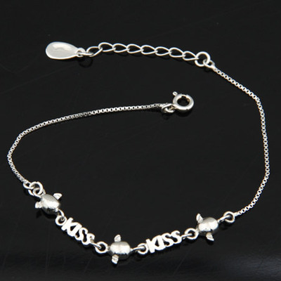 2150058純銀小企鵝kiss手鏈|韓國飾品批發|銀飾批發|銀飾品