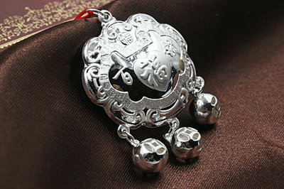 【990純銀 小孩兒童嬰兒寶寶銀鎖長命鎖 無銅珠 銀飾品批發】價格,廠家,圖片,吊墜,福建省龍鳳祥珠寶-