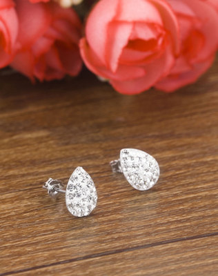 925純銀瑞士鉆晶瑩水滴耳釘批發——深圳市瑞利達貿易專業供應商